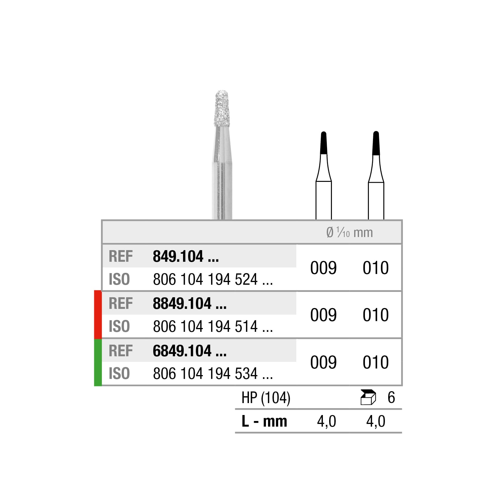 6849.104.009x006 Round End Taper
