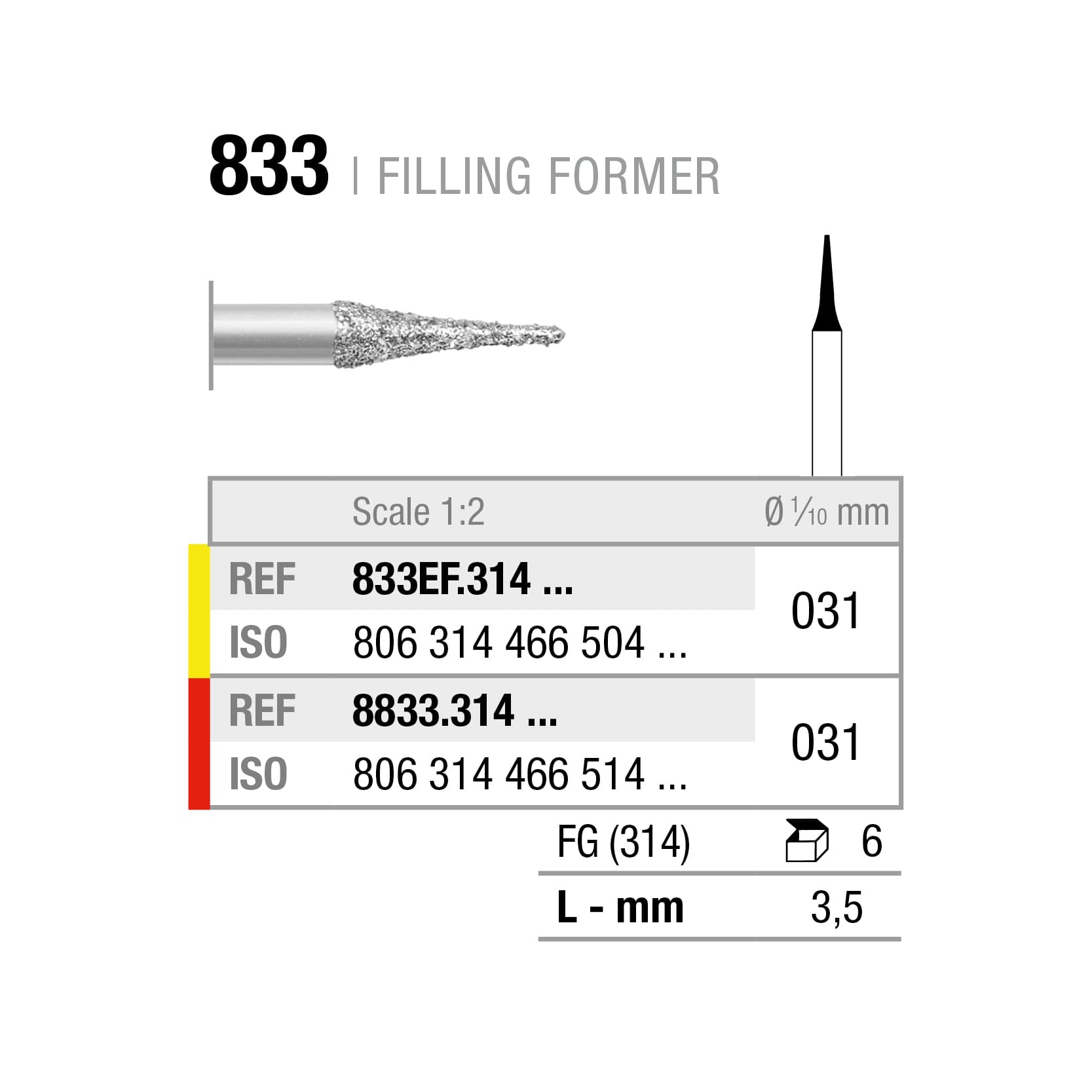 833A.314.027x006 Bur, conical