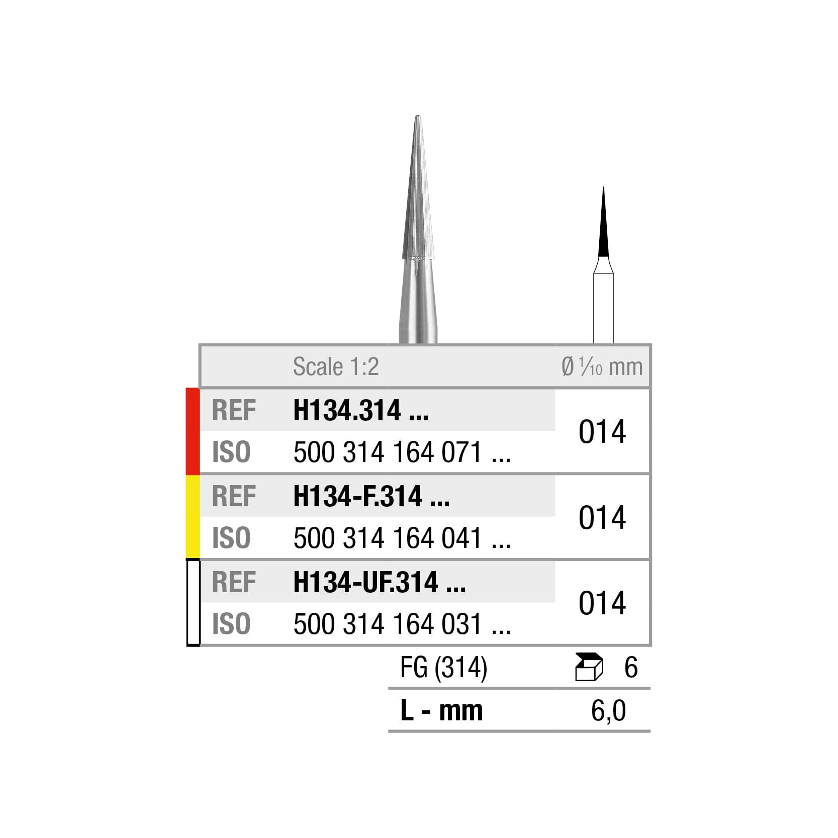H134F.314.014x006 Pointed Cone