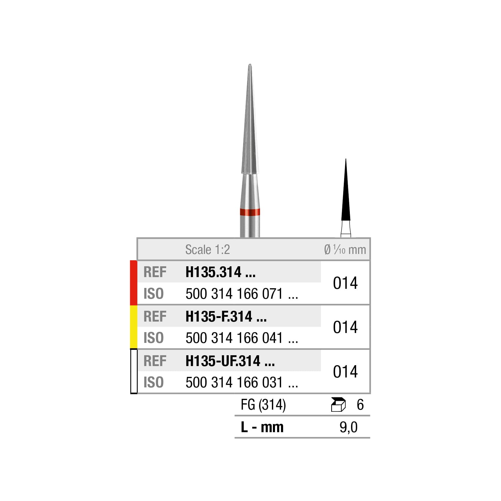 H135UF.314.014x006 Pointed Cone