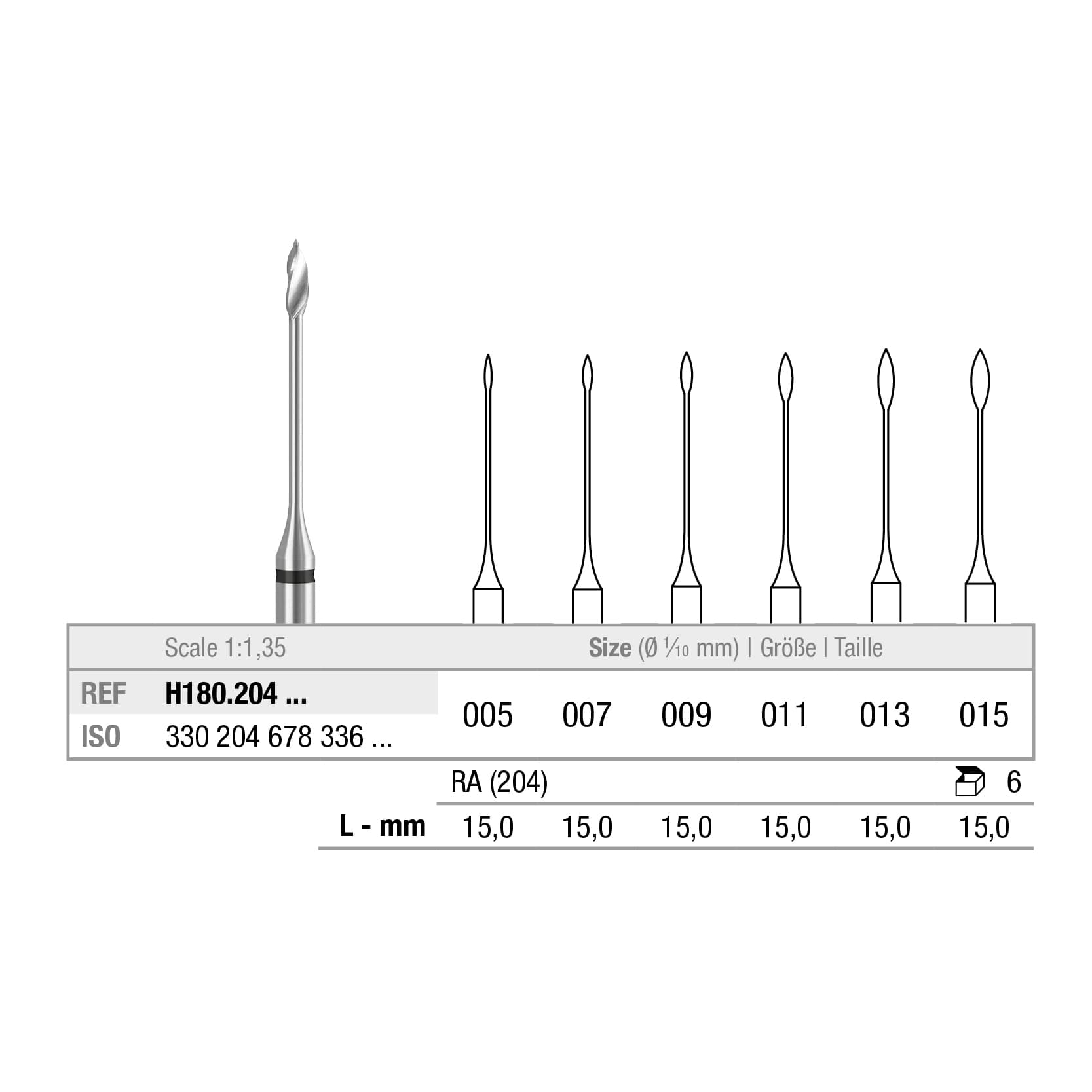 H180.204.005x006 Reamer "Gates Glidden"