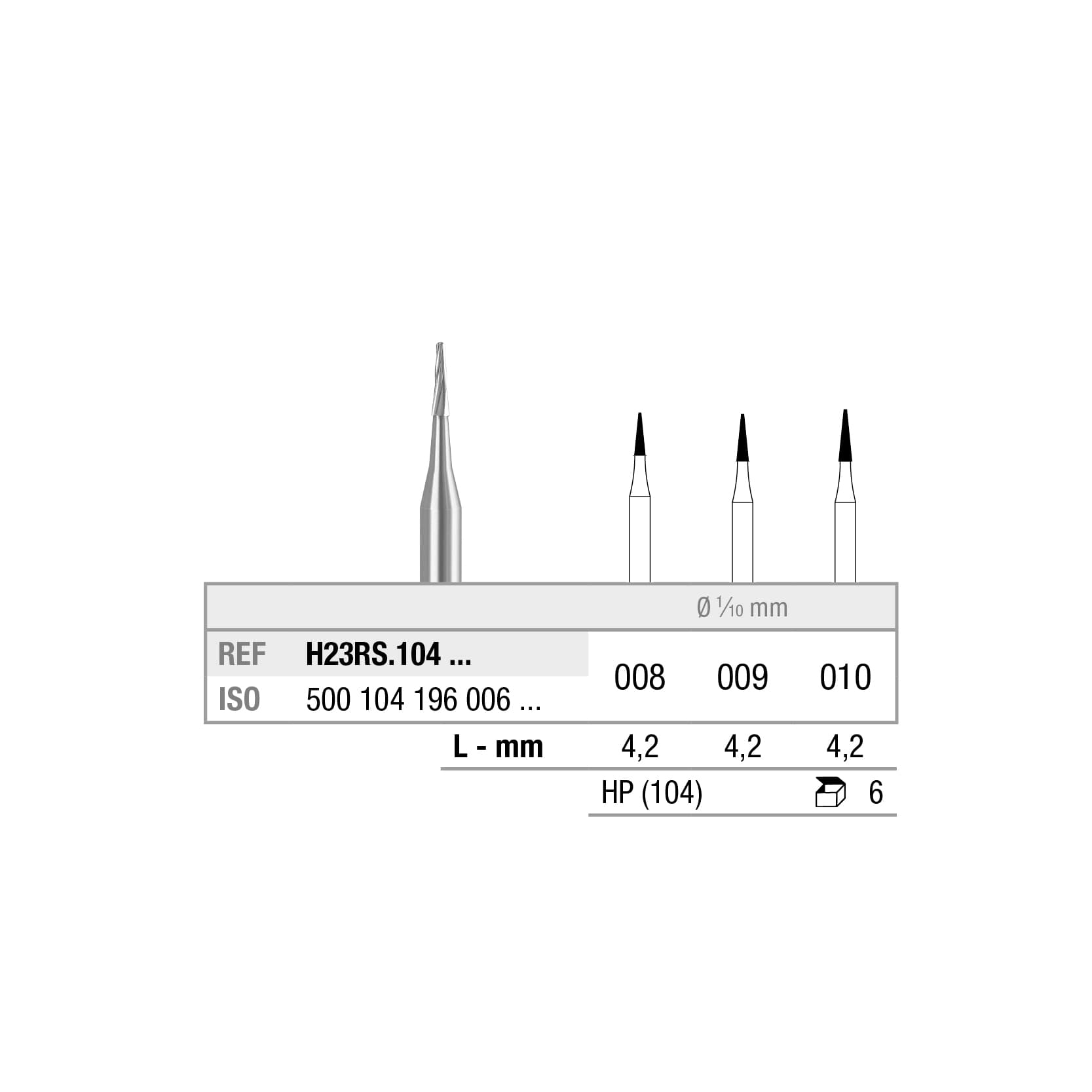 H23RS.104.008x006 Round End Taper