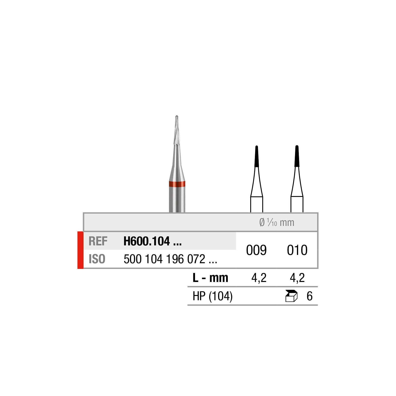 H600.104.009x006 Round End Taper