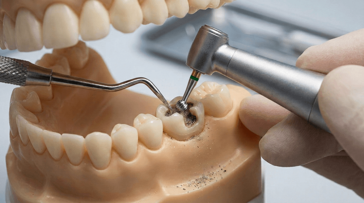 Round burs and excavators: controlled caries removal