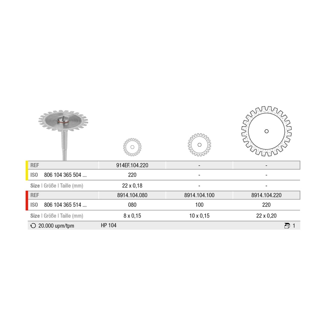 Disc, thin, with V-Toothing